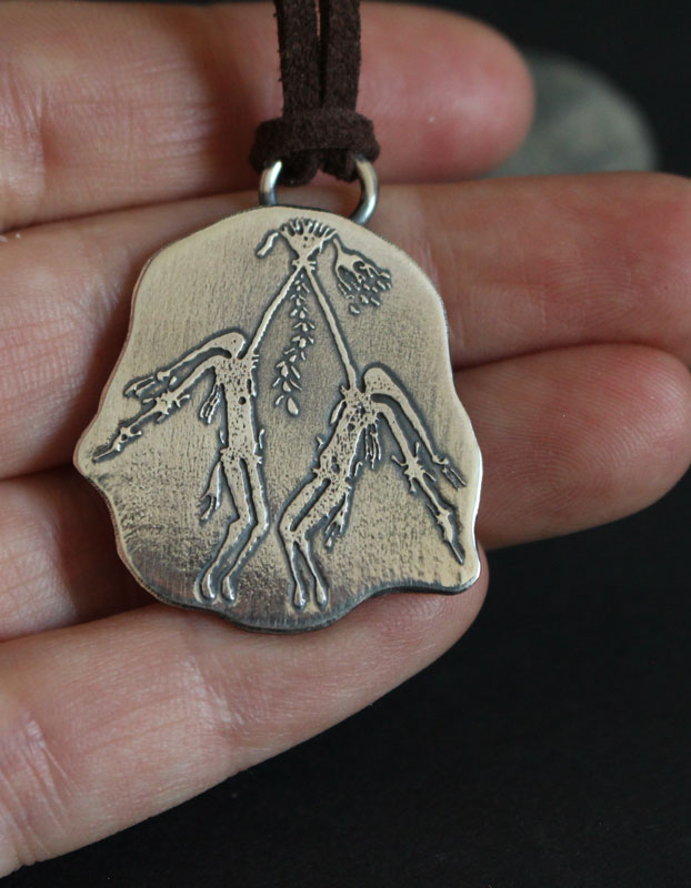 Kiro Kiro aboriginal ritual, Australian rock art necklace in sterling silver