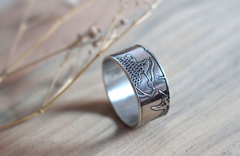 Koï, Japanese koi carp ring in silver