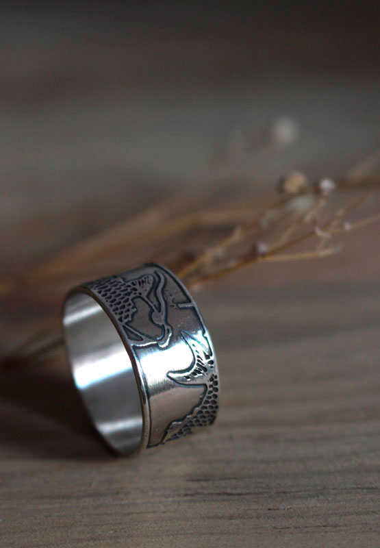 Koï, Japanese koi carp ring in silver