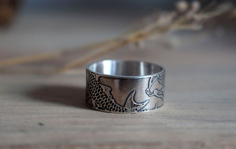 Koï, Japanese koi carp ring in silver