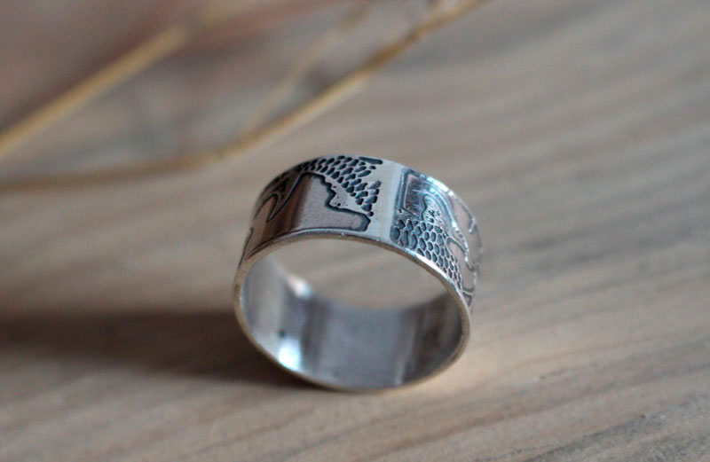 Koï, Japanese koi carp ring in silver