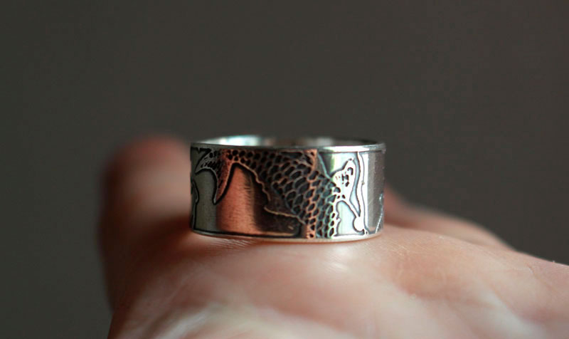 Koï, Japanese koi carp ring in silver