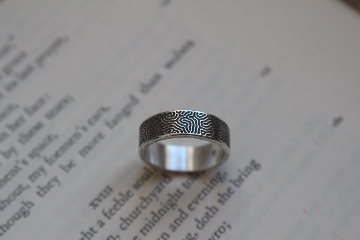 Labyrinth, maze ring in sterling silver