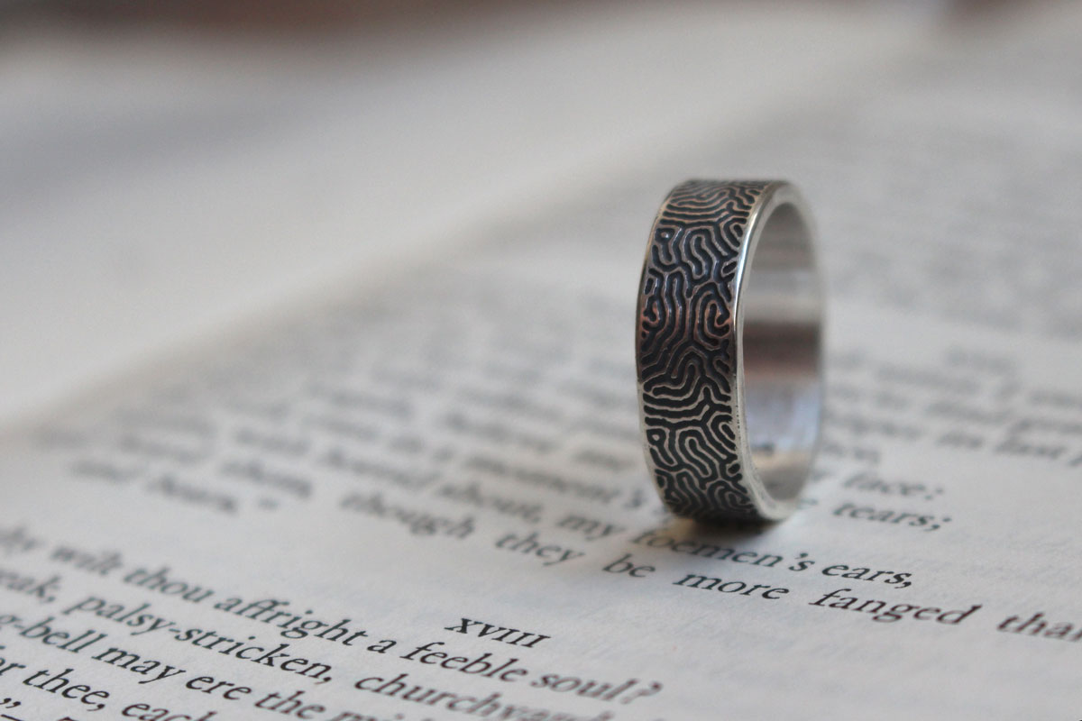 Labyrinth, maze ring in sterling silver
