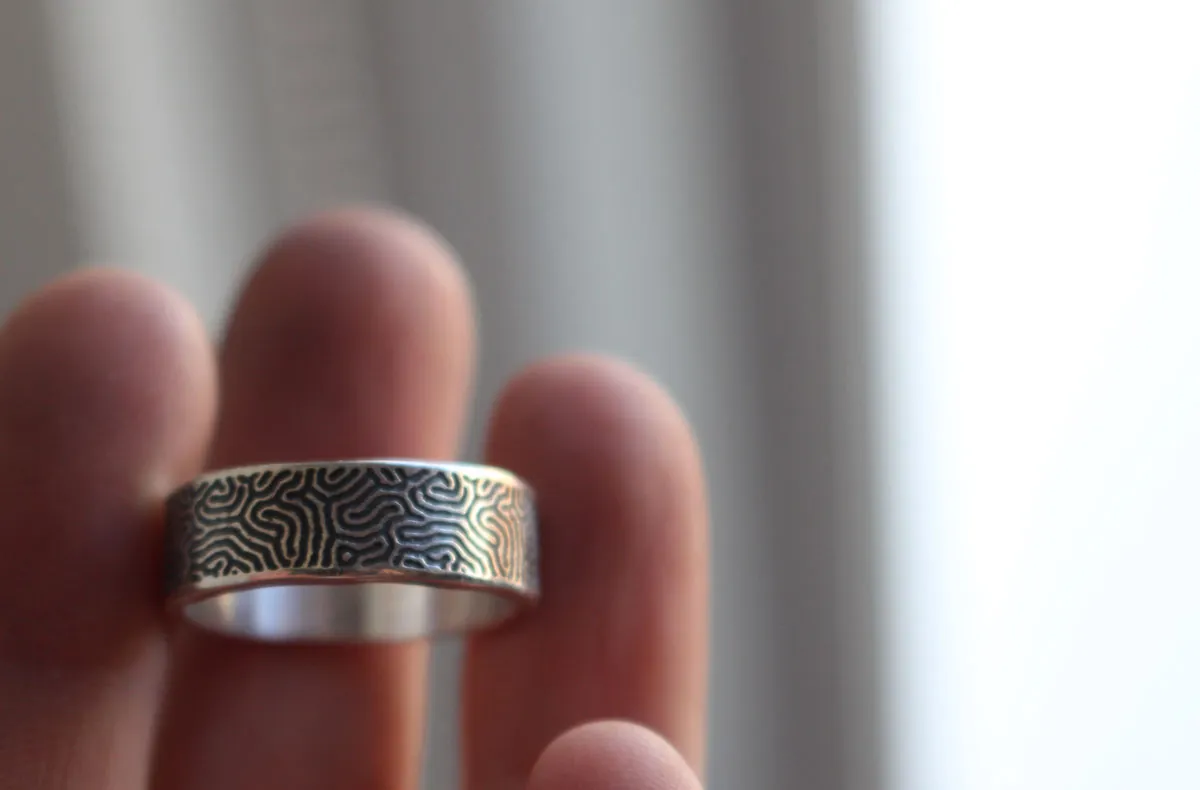 Labyrinth, maze ring in sterling silver