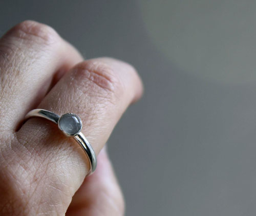 Lagoon, sea foam ring in sterling silver and aquamarine