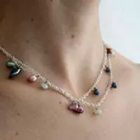 Lagoon pearls, tropical colors necklace, anklet, bracelet in silver, amazonite and cultured pearl