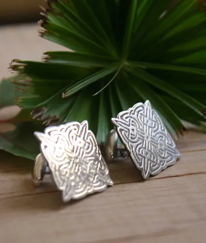 Lancelot, Celtic knot cufflinks in sterling silver