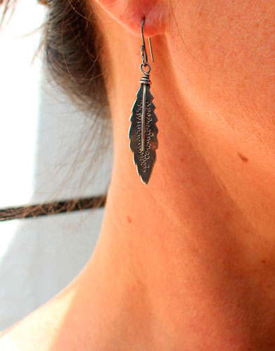 Liberty, eagle and feather earrings in silver and turquoise