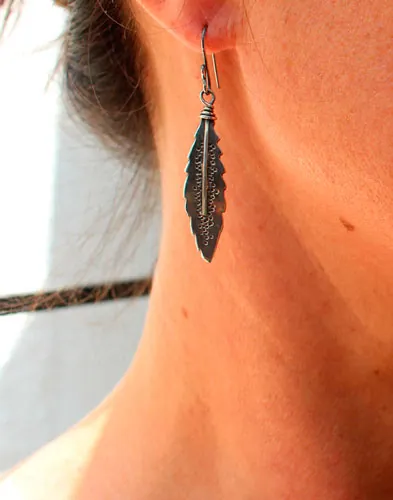Liberty, eagle and feather earrings in silver and turquoise