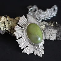 Lichen aventurine, symbiote necklace in silver and aventurine