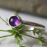 Lilac, purple flower ring in sterling silver and amethyst