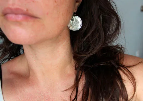 Lily pad leaves, resilience and transformation earrings in silver and chalcedony