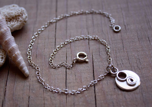Lina, infinity spiral and circle anklet and bracelet in silver