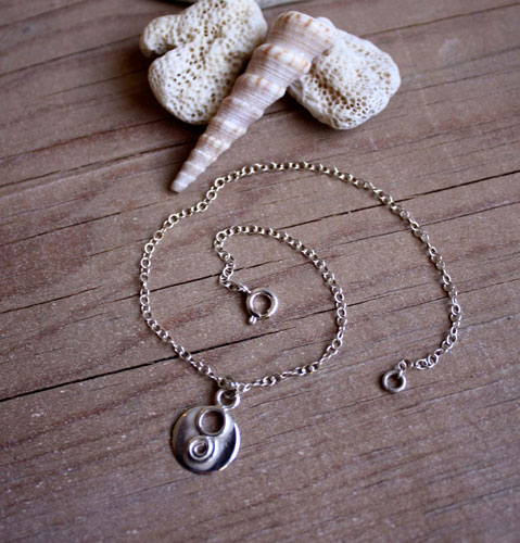 Lina, infinity spiral and circle anklet and bracelet in silver