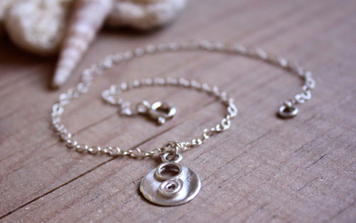 Lina, infinity spiral and circle anklet and bracelet in silver