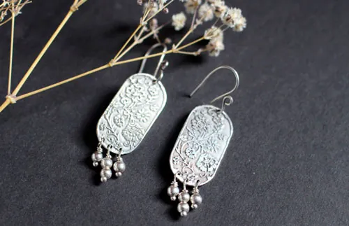 Lina, Asian flower earrings in sterling silver