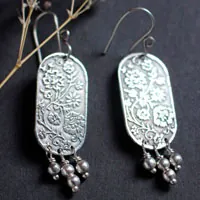 Lina, Asian flower earrings in sterling silver