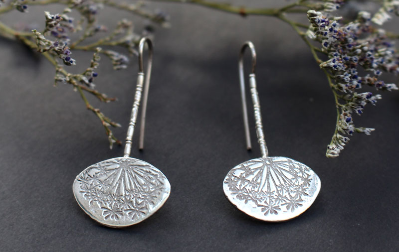 Lion’s tooth, dandelion egret’s earrings in silver