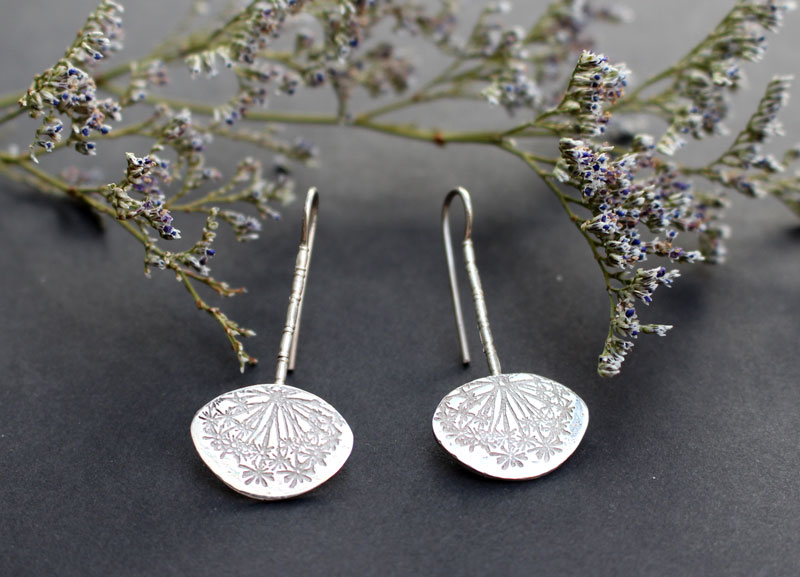 Lion’s tooth, dandelion egret’s earrings in silver