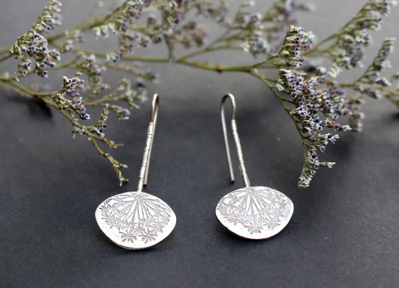 Lion’s tooth, dandelion egret’s earrings in silver