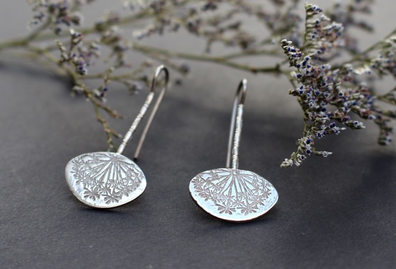 Lion’s tooth, dandelion egret’s earrings in silver