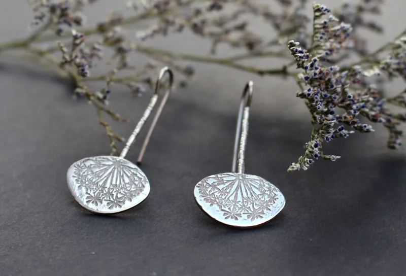 Lion’s tooth, dandelion egret’s earrings in silver
