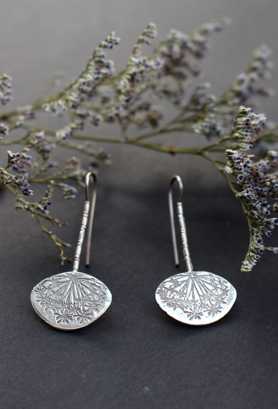 Lion’s tooth, dandelion egret’s earrings in silver