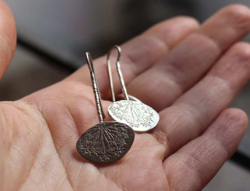 Lion’s tooth, dandelion egret’s earrings in silver