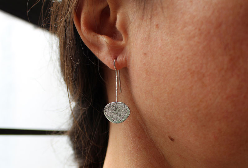 Lion’s tooth, dandelion egret’s earrings in silver