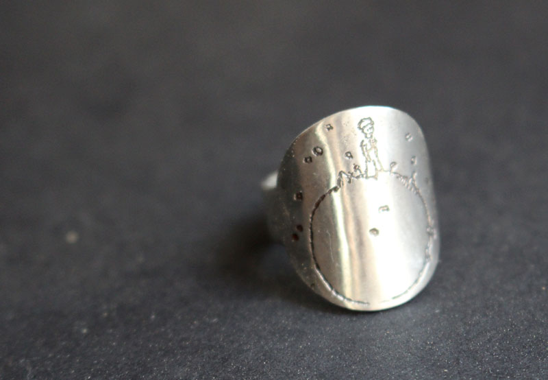 Little planet, the Little Prince planet amd quote ring in silver