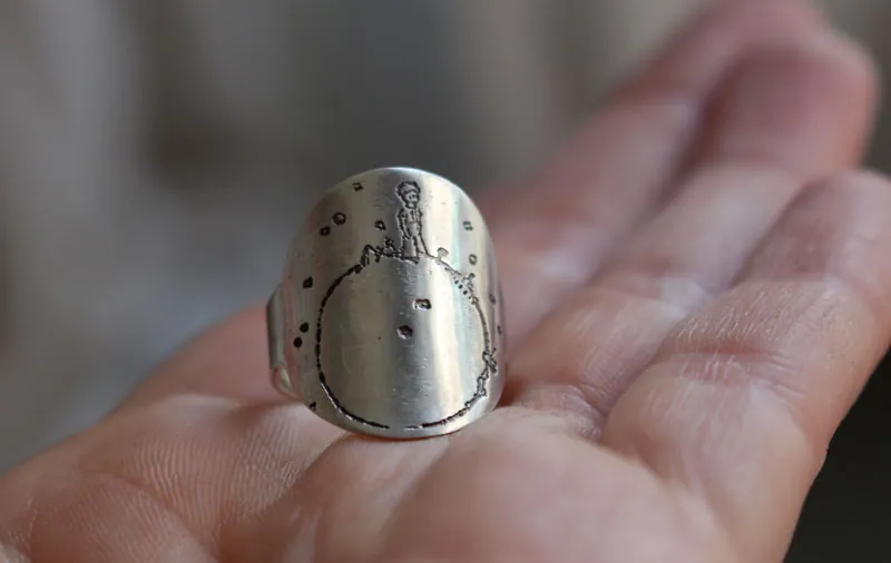 Little planet, the Little Prince planet amd quote ring in silver
