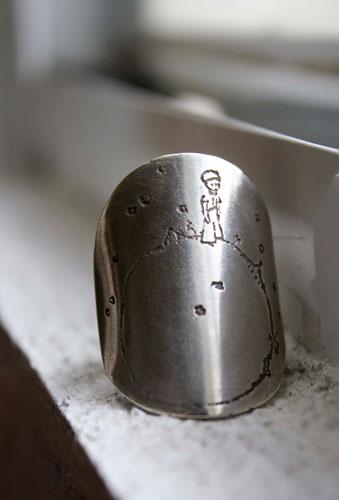 Little Prince’s planet, Saint-Exupéry story ring in sterling silver