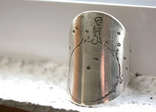 Little Prince’s planet, Saint-Exupéry story ring in sterling silver