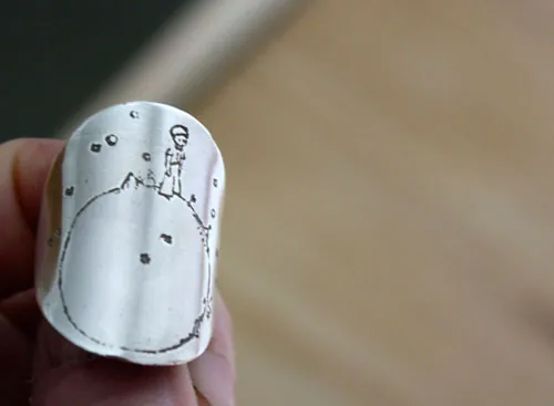 Little Prince’s planet, Saint-Exupéry story ring in sterling silver