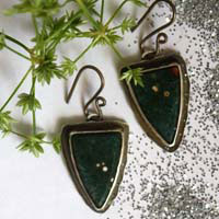 Lost in the stars, night sky earrings in silver and ocean jasper