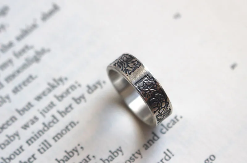 Lotus, aquatic flower ring in sterling silver
