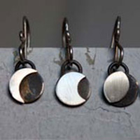 Lunar cycle, moon phase earrings in silver and brass