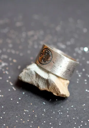 Lunar cycle, customizable moon phase ring in sterling silver
