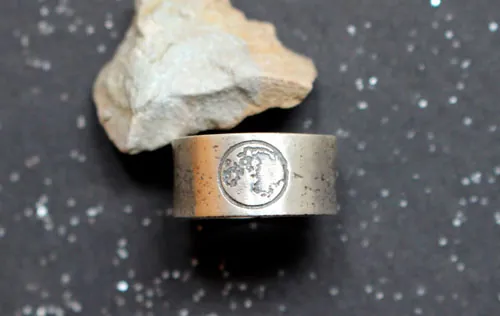 Lunar cycle, customizable moon phase ring in sterling silver