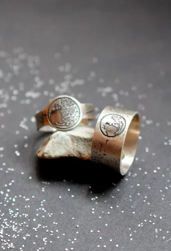 Lunar cycle, customizable moon phase ring in sterling silver