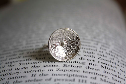 Lyric, medieval flower ring in sterling silver
