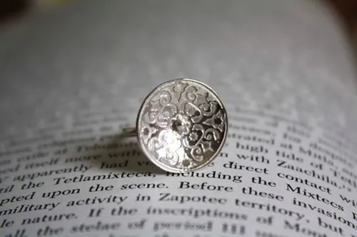 Lyric, medieval flower ring in sterling silver