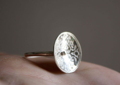 Lyric, medieval flower ring in sterling silver