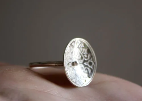 Lyric, medieval flower ring in sterling silver