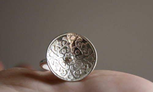 Lyric, medieval flower ring in sterling silver