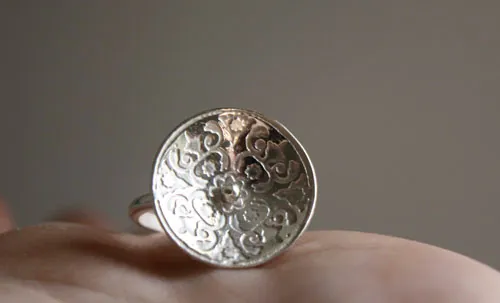 Lyric, medieval flower ring in sterling silver