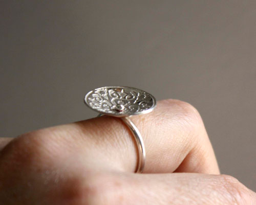 Lyric, medieval flower ring in sterling silver