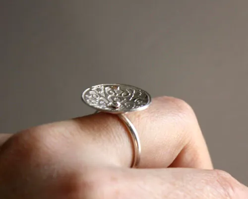 Lyric, medieval flower ring in sterling silver