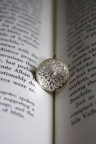 Lyric, medieval flower ring in sterling silver